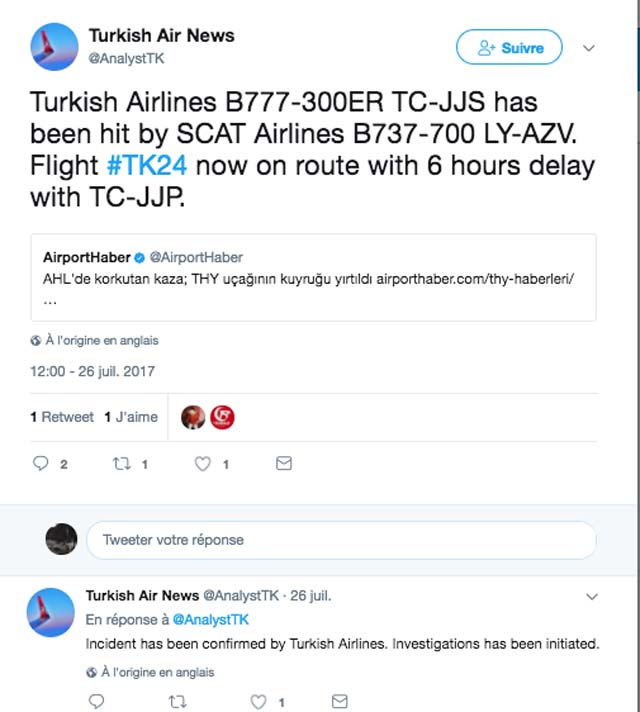 Collision de deux avions au roulage à Istanbul-Atatürk 4 Air Journal
