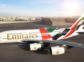 
Emirates a dévoilé le 8 mai 2026 une livrée spectaculaire sur l un de ses Airbus A380, l appareil A6-EVG arborant désormais u