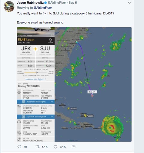 Des pilotes d’un vol Delta ont défié l’ouragan Irma 7 Air Journal
