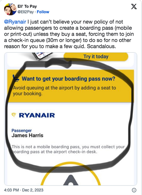 Ryanair critiquée pour des frais supplémentaires liés à la carte d'embarquement numérique 34 Air Journal