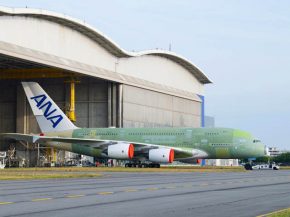 L’A380 d’All Nippon Airways est sorti de la ligne d’assemblage finale (FAL) de Toulouse.
L avion a maintenant été déplac