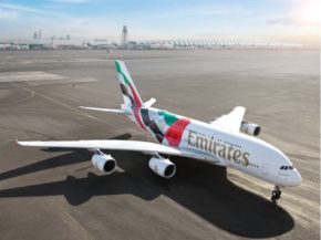 
Emirates a dévoilé le 8 mai 2026 une livrée spectaculaire sur l un de ses Airbus A380, l appareil A6-EVG arborant désormais u