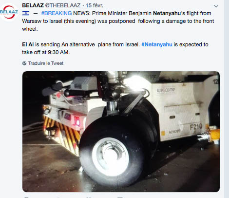 Le 777 d’El Al endommagé : Netanyahou forcé de reporter son départ (photos) 87 Air Journal