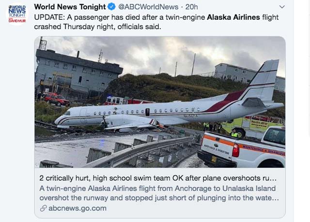 Alaska Airlines : un passager décède après une sortie de piste spectaculaire 24 Air Journal