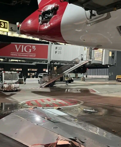 L'Airbus A320neo d'Austrian Airlines endommagé à Vienne lors d'une collision avec des équipements au sol 2 Air Journal