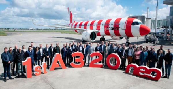 
Condor a pris livraison à Toulouse de son premier Airbus A320neo en location auprès d Avolon.
Le nouvel avion, dans sa livrée 