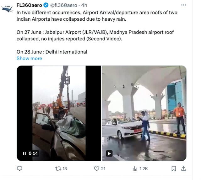 L'effondrement du toit de l'aéroport de Delhi fait un mort après de fortes pluies 41 Air Journal
