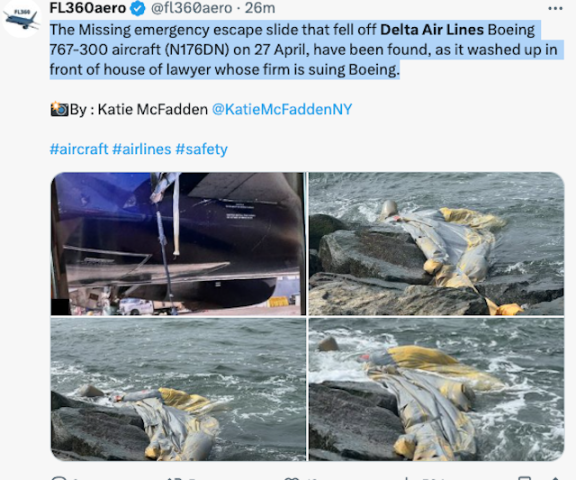 Un Boeing 767 de Delta perd un toboggan d’urgence après son décollage 74 Air Journal