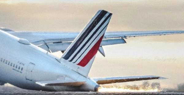 
Spectaculaire mais heureusement sans danger pour les passagers : un A350 d’Air France a fait un   tail strike » en atterri