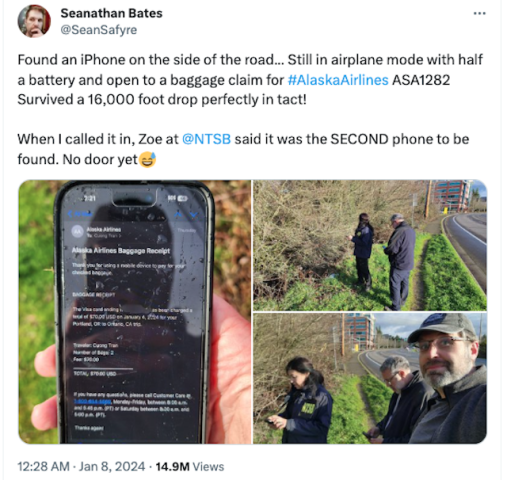 Insolite : l'iPhone tombé du vol Alaska Airlines retrouvé au sol toujours en état de fonctionnement 65 Air Journal