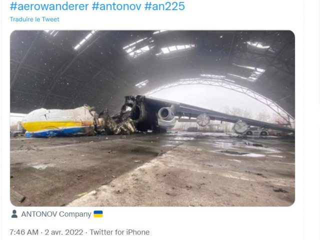 Guerre en Ukraine : nouvelles photos de l’An-225 Mriya détruit et polémique entre Ukrainiens 1 Air Journal