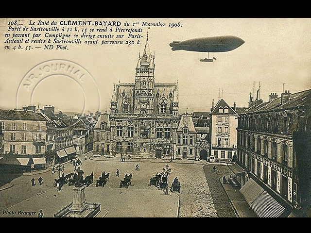 Le 1er novembre 1908 dans le ciel : M. Clément se promène en ballon