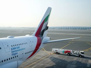 
Emirates est devenue la première compagnie aérienne au monde à effectuer un vol de démonstration d un superjumbo Airbus A380 