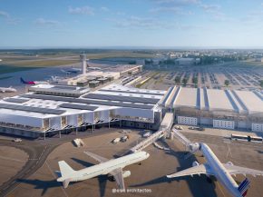Bordeaux Aéroport engage la construction d’un bâtiment central reliant les halls A et B. Ce chantier constitue la pièce maît