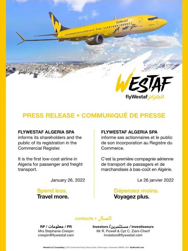 FlyWestaf : décollage bientôt de la première low cost en Algérie ? 28 Air Journal