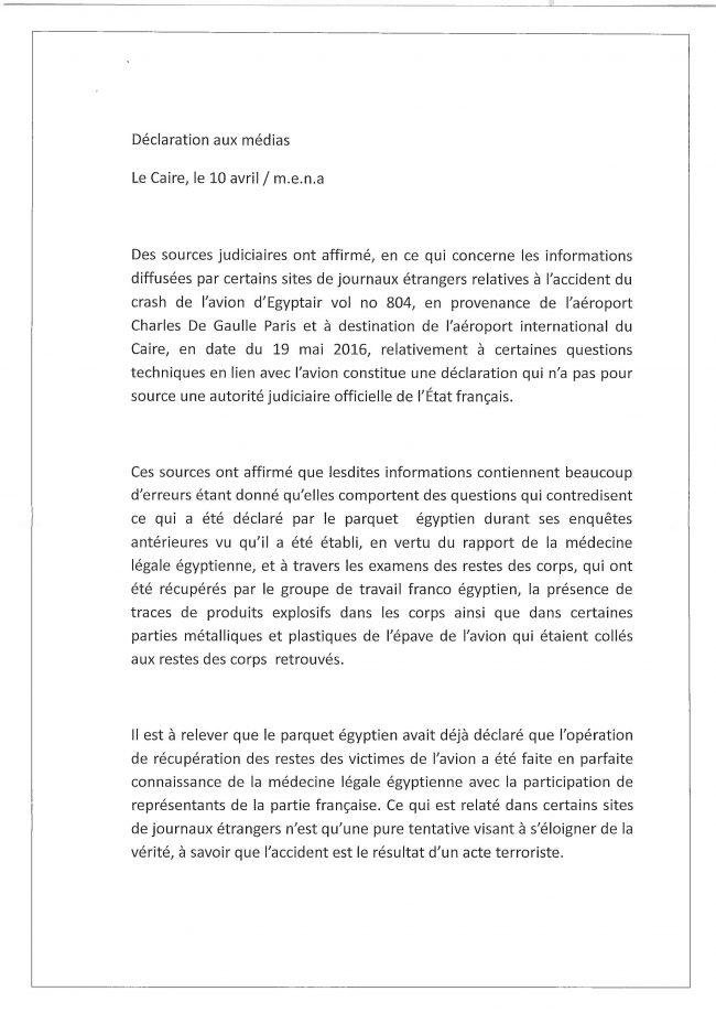 Crash du Paris- Le Caire d’EgyptAir : l’A320 n’aurait jamais dû décoller 45 Air Journal