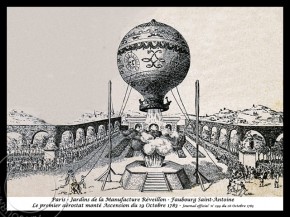 
Histoire de l’aviation – 19 octobre 1783. Après un premier vol d’un ballon captif avec à son bord des animaux, c’est 