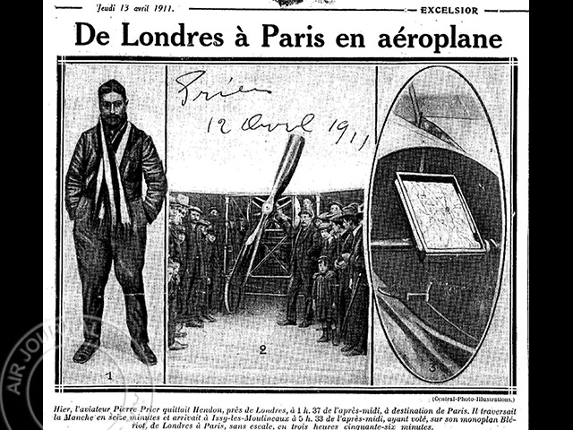 Le 12 avril 1911 dans le ciel : Pierre Prier, venant d’Angleterre, se pose en France