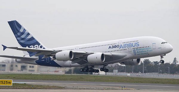 
Airbus a effectué un premier vol en A380 dont l’un des quatre réacteurs était alimenté à 100% en carburant d aviation dura