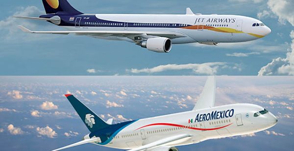 La compagnie aérienne Jet Airways a signé un accord de partage de codes avec Aeromexico, portant sur les routes entre leurs base
