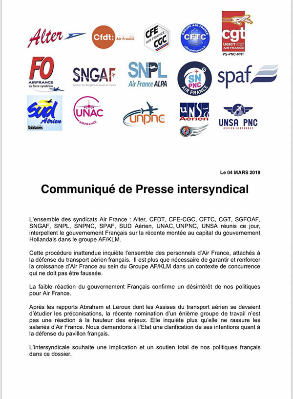 Air France-KLM : les syndicats français inquiets 1 Air Journal