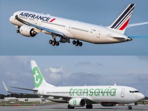 La compagnie aérienne Air France propose désormais 55 routes opérées en partage de code par sa filiale low cost Transavia, au 