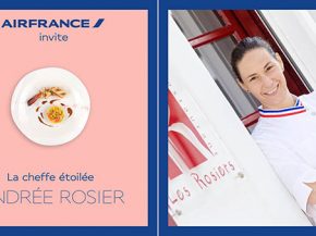 Jusqu’en février prochain, la cheffe étoilée Andrée Rosier signe l’ensemble de la carte Business d Air France au départ d