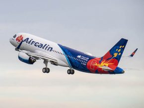 
La compagnie aérienne Aircalin a opéré dimanche un vol vers nulle part   Happy Flight », son premier Airbus A320ne