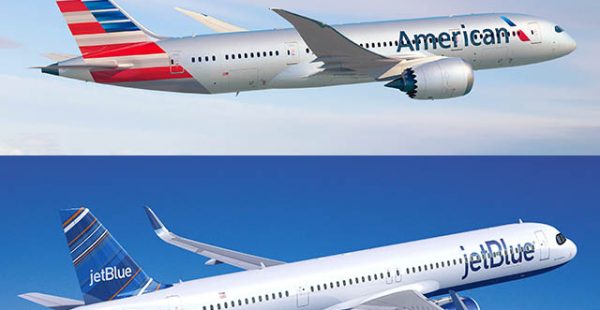 La compagnie aérienne American Airlines annonce un partenariat stratégique avec JetBlue Airways dans le nord-est des Etats-Unis,