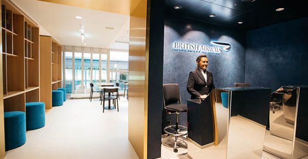 La rénovation du salon de la compagnie aérienne British Airways à l’aéroport de Genève, suivant le design lancé en 2018, e