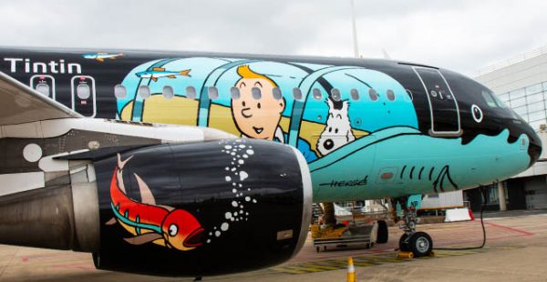 
La compagnie aérienne Brussels Airlines et Moulinsart ont resigné pour cinq ans, l’Airbus A320   Rackham » échap