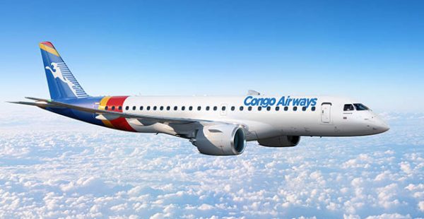 La compagnie aérienne Congo Airways a transformé sa commande ferme de deux Embraer E175 en autant d’E190-E2, toujours avec deu