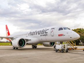 Un Embraer E190-E2 de la compagnie aérienne Helvetic Airways, le 1600eme E-Jet livré par le constructeur brésilien, a franchi 7