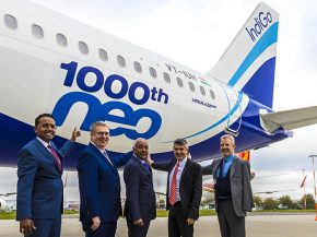 Airbus a livré hier son 1000eme avion de la famille A320neo, un A321neo destiné à la compagnie aérienne low cost IndiGo. Plus 