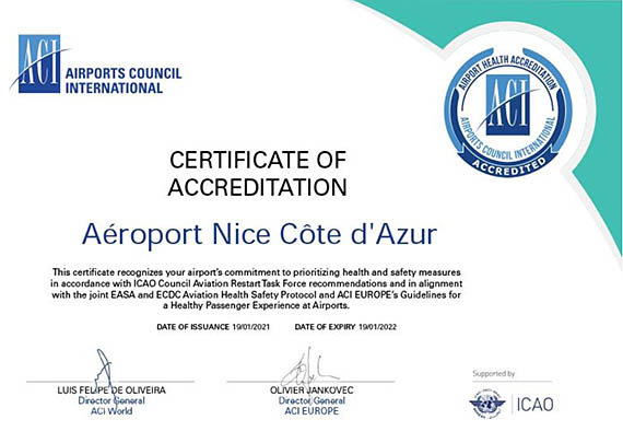 Covid-19 : Nice Côte d’Azur obtient l’ACI Health Accreditation 1 Air Journal