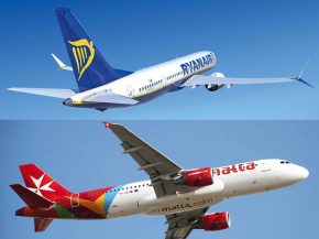 La compagnie aérienne low cost Ryanair va vendre sur son site les vols opérés par Air Malta, ajoutant à son réseau 21 nouvell