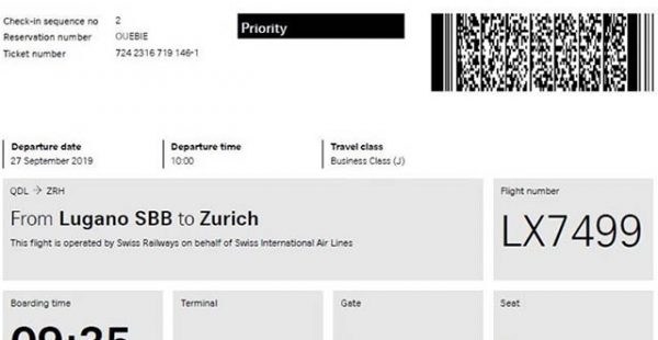La compagnie aérienne Swiss International Air Lines a ouvert Flugzug, une navette ferroviaire entre Lugano et l’aéroport de Zu