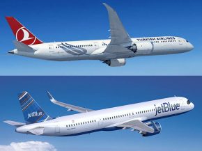 
Les compagnies aériennes Turkish Airlines et JetBlue Airways comptent étendre leur accord de partage de codes à quatre routes 