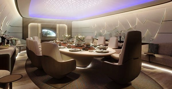 
Lufthansa Technik a présenté lors du salon EBACE un premier concept de cabine pour le Boeing BBJ 777-9, tandis que selon son pr