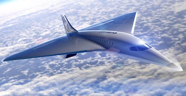 Virgin Galactic a présenté un projet d’avion capable de transporter entre 9 et 19 passagers à Mach 3, ce qui rendrait possibl