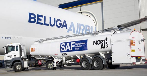 
Un des Airbus Beluga ST a réalisé entre Broughton et Hambourg un vol en partie alimenté par du carburant d’aviation durable 