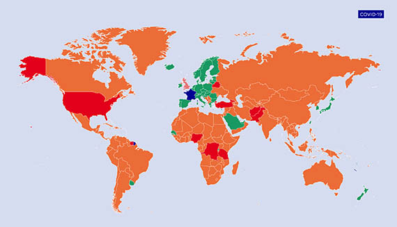 Carte Covid française : plus que 12 pays en rouge 65 Air Journal