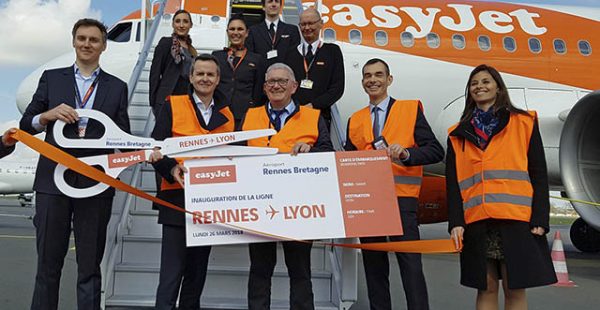 La compagnie aérienne low cost easyJet a inauguré lundi sa nouvelle liaison entre Lyon et Rennes, sa première vers l’aéropor