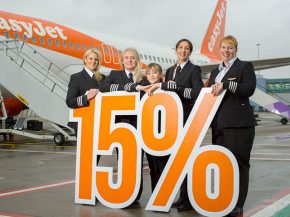 La compagnie aérienne low cost easyJet annonce compter 15% de femmes parmi ses nouveaux pilotes, une étape clé dans son objecti