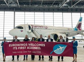 
La compagnie aérienne low cost Eurowings a pris possession du premier des treize Airbus de la famille A320neo commandés pour el