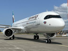 
La compagnie aérienne low cost Eurowings a accueilli mercredi à Düsseldorf le premier des cinq Airbus A321neo attendus,
L’ap