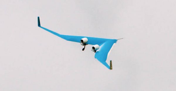 Une maquette du concept Flying-V d’avion long-courrier, développé par la compagnie aérienne KLM Royal Dutch Airlines et l’U