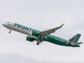 
La compagnie aérienne low cost Frontier Airlines a présenté  hier en Floride le premier des 156 Airbus A321neo attendus d