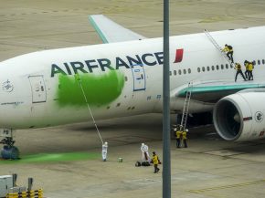 
Neuf militants de Greenpeace, qui s’étaient introduits en mars 2021 sur le tarmac de Roissy CDG et avait aspergé de peinture 