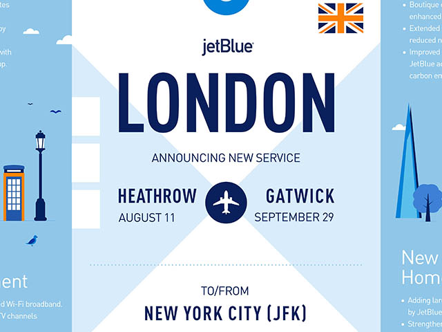 JetBlue reliera New York à deux aéroports londoniens cet été 58 Air Journal